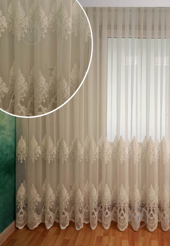 Тюль Індіана з вишивкою 600x250 білий Декор-ін - фото 1