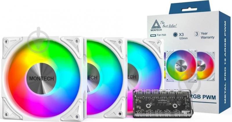 Вентилятор Montech Metal PRO 12 (W31) White - фото 1