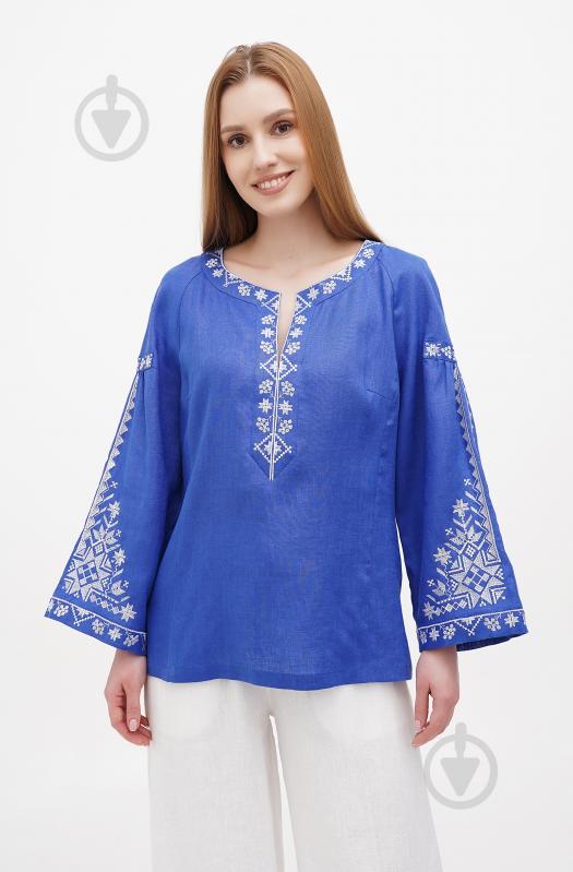 Блуза Галерея льна Одарка р. 54 синий 9333/54/1318 - фото 1 Блуза Галерея льна Одарка р. 54 синий 9333/54/1318 - фото 1