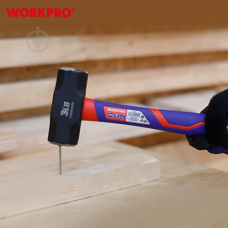 Кувалда WORKPRO 1500 гр стекловолоконная ручка PRO WP241032 - фото 6