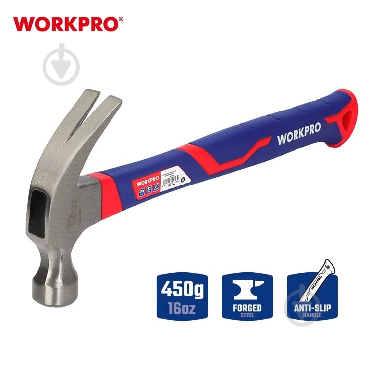 Молоток столярный WORKPRO WP241011 450 г WP241011 - фото 2