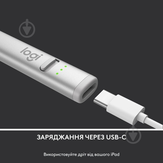 Стилус Logitech Crayon для Apple iPad USB-C Silver (L914-000074) - фото 8