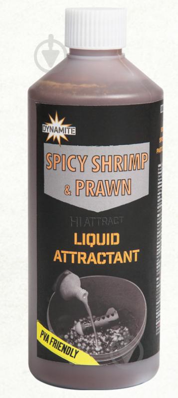 Ликвид Dynamite Baits LIQUID ATTRACTANT SPICY SHRIMP & PRAWN 500 г креветка/ специи - фото 1