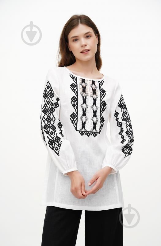Вышиванка Галерея льна Гойра р. 44 бело-черный 9354/44/147 - фото 1 Вышиванка Галерея льна Гойра р. 44 бело-черный 9354/44/147 - фото 1