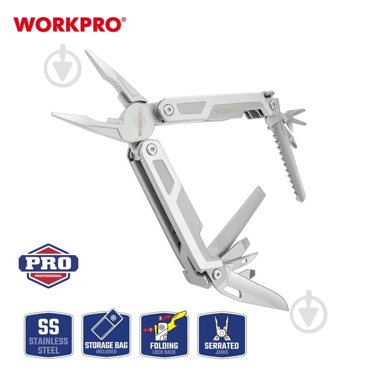 Мультитул WORKPRO 15-в-1 PRO WP382002 - фото 2
