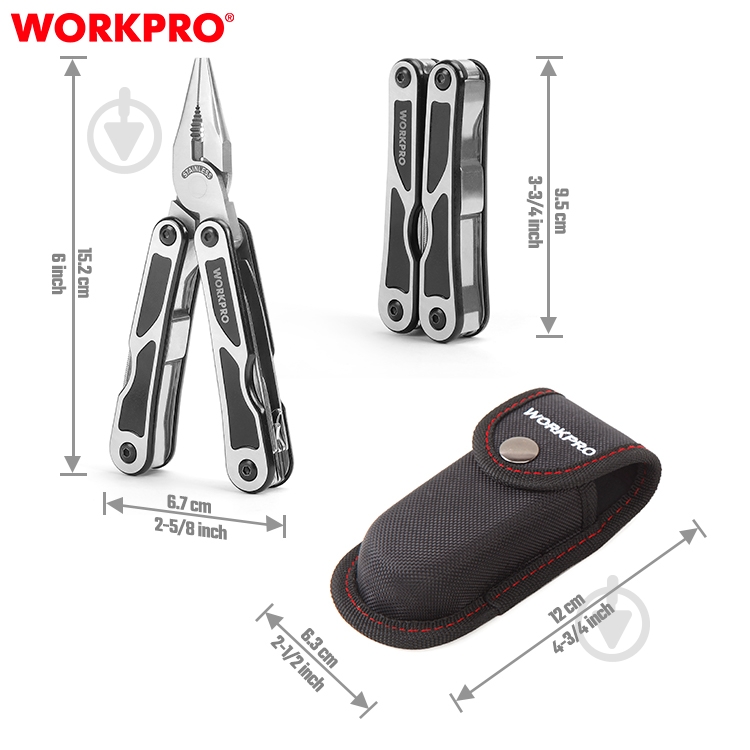 Мультитул WORKPRO 15-в-1 PRO WP382009 - фото 4