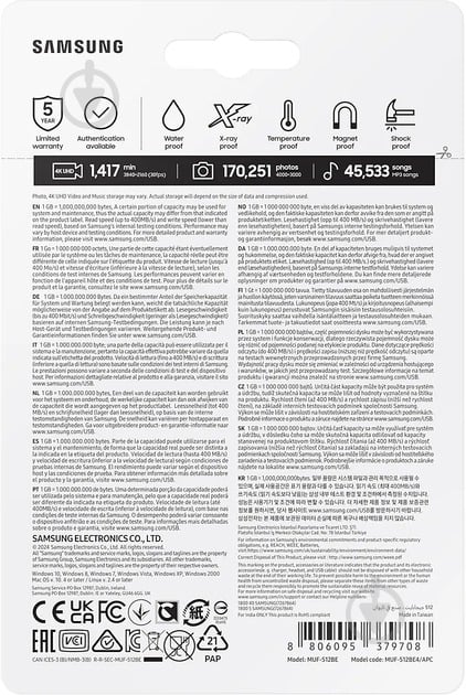 Флеш-память USB Samsung Bar Plus 512 ГБ USB 3.2 Gen. 1 grey (MUF-512BE4/APC) - фото 8 Флеш-память USB Samsung Bar Plus 512 ГБ USB 3.2 Gen. 1 grey (MUF-512BE4/APC) - фото 8