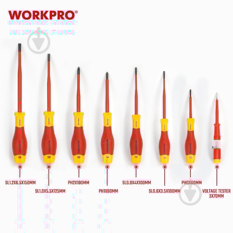 Набор отверток WORKPRO EN/IEC 60900 10000V PRO PLUS WP204700 - фото 5 Набор отверток WORKPRO EN/IEC 60900 10000V PRO PLUS WP204700 - фото 5