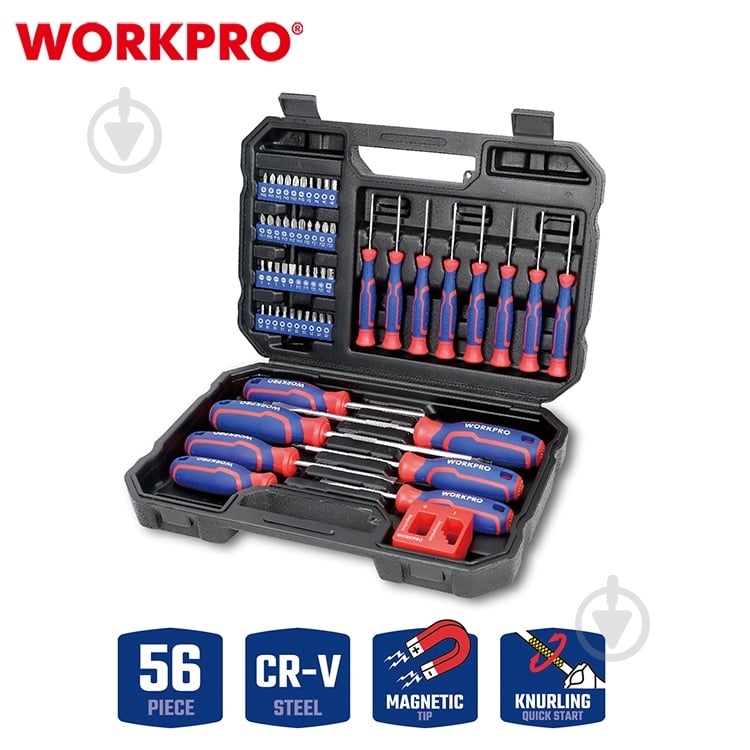 Набор отверток и головок WORKPRO PRO 56 пр. WP200518 - фото 2