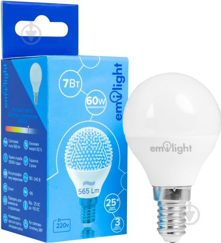 Лампа светодиодная Emilight 7 Вт G45 матовая E14 220 В 6500 К - фото 1