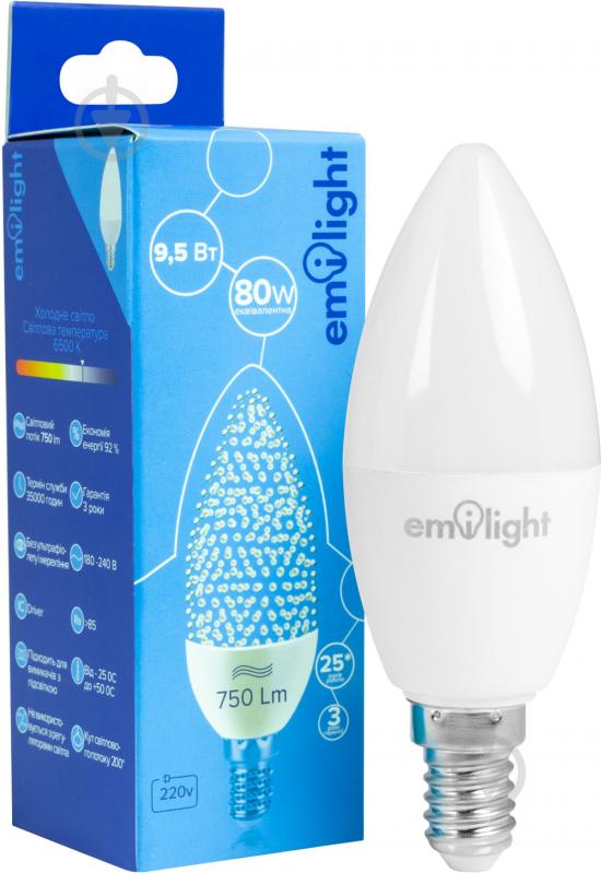 Лампа світлодіодна Emilight 9,5 Вт C37 матова E14 220 В 6500 К - фото 1