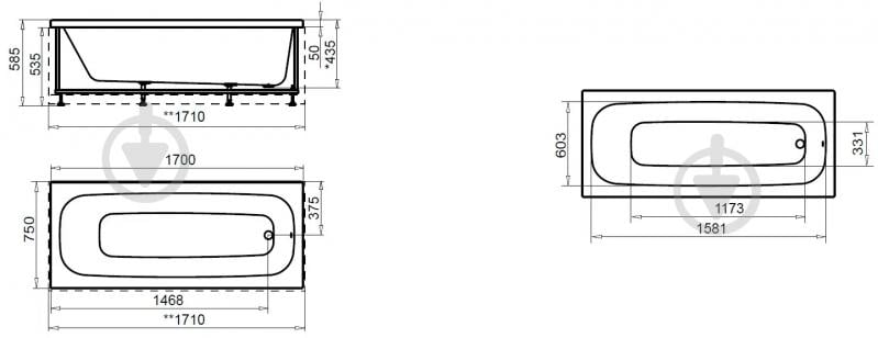 Ванна акриловая AM.PM Sense W75A-170-075W-AU 170х75 см - фото 9