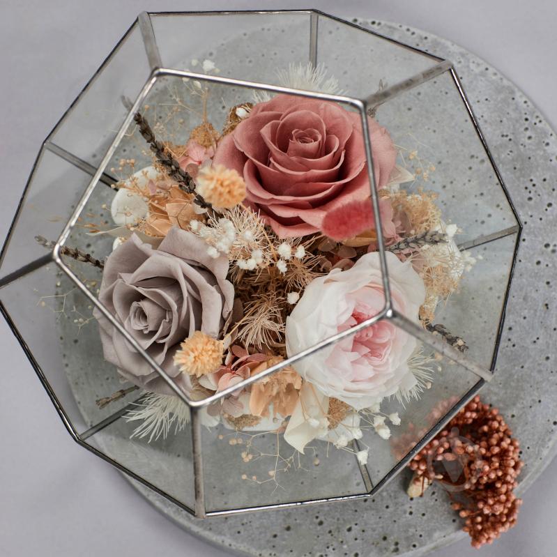 Флорариум Floretta Нежность рассвета (с живыми стабилизированными цветами 24x24 см) - фото 2 Флорариум Floretta Нежность рассвета (с живыми стабилизированными цветами 24x24 см) - фото 2