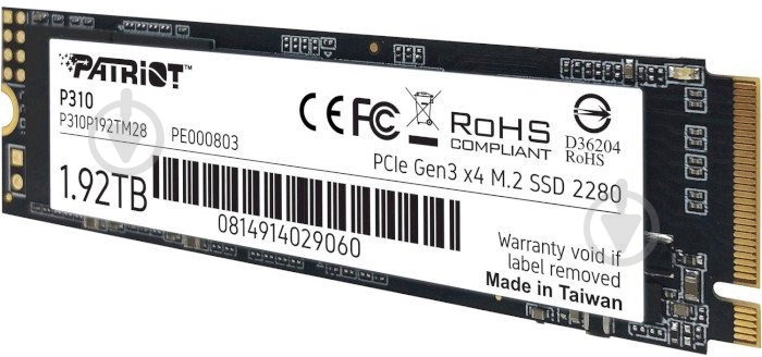 SSD-накопитель Patriot P310 1920GB M.2 PCI Express 3.0 x4 3D TLC NAND (P310P192TM28) - фото 2