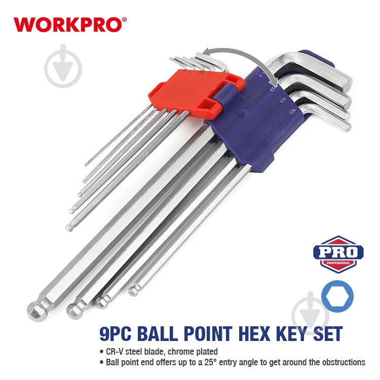 Набор ключей шестигранных WORKPRO WP222007 - фото 5