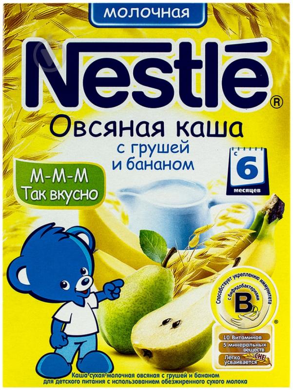 Каша молочна Nestle від 6 місяців вівсяна з грушею та бананом 200 г - фото 1