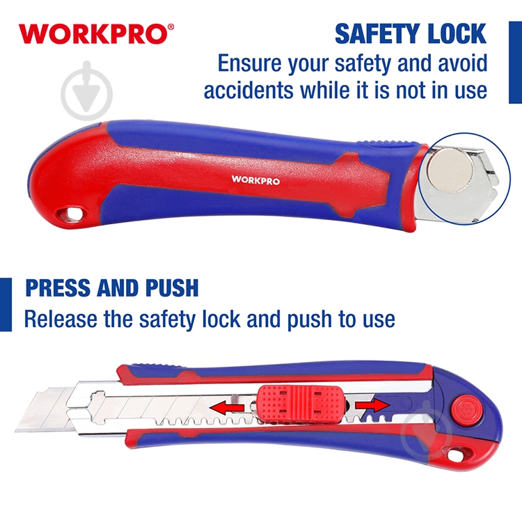 Нож сегментный WORKPRO PRO WP212011 - фото 7 Нож сегментный WORKPRO PRO WP212011 - фото 7