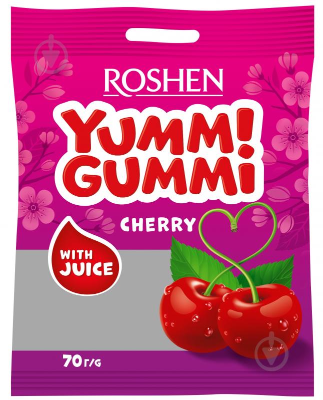 Цукерки жувальні Roshen yummi gummi cherry 70 г - фото 1