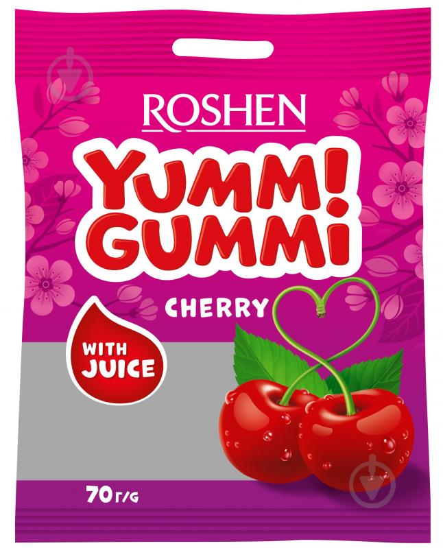 Конфеты жевательные Roshen yummi gummi cherry 70 г - фото 1