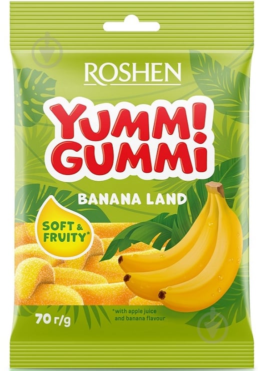 Цукерки жувальні Roshen yummi gummi banana land 70 г - фото 1