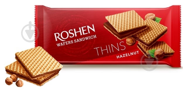 Вафлі Roshen Wafers Sandwich Thins горіх 55 г - фото 1