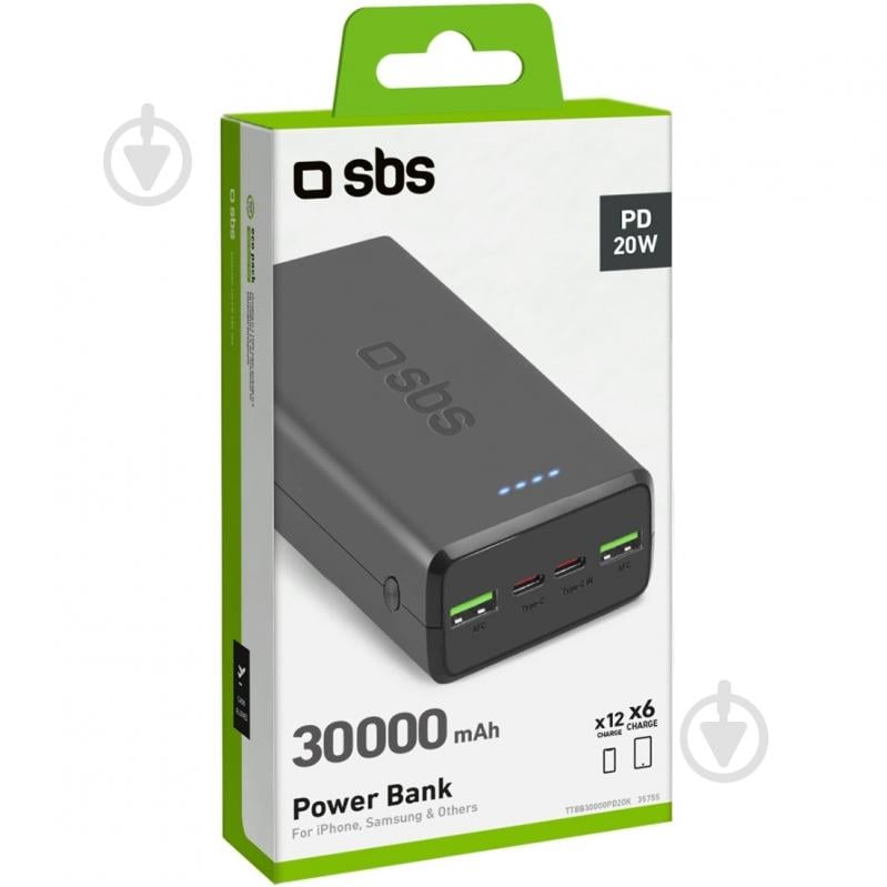 Повербанк SBS 30000 mAh black (TTBB30000PD20K) - фото 2 Повербанк SBS 30000 mAh black (TTBB30000PD20K) - фото 2