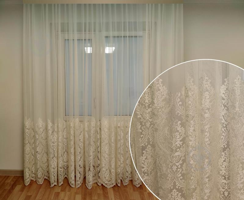 Тюль Королівська лілія з вишивкою 600x285 бежевий Декор-ін - фото 1 Тюль Королівська лілія з вишивкою 600x285 бежевий Декор-ін - фото 1