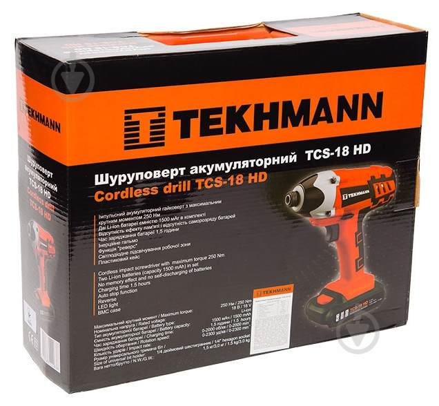 Шуруповерт ударный аккумуляторный Tekhmann TCS-18 HD 844123 - фото 4