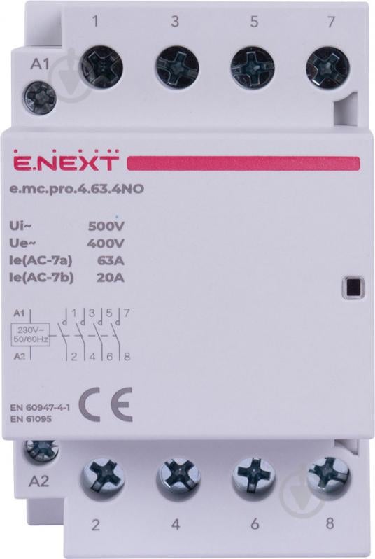 Контактор E.NEXT e.mc.pro.4.63.4NO, 4р, 63А, 4NO, 220В p005209 - фото 2