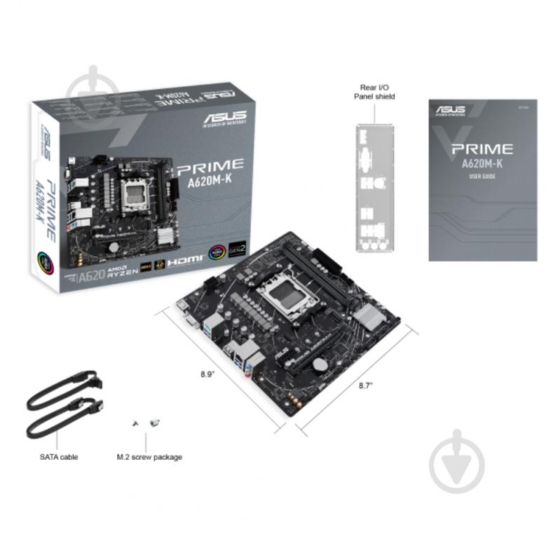 Материнская плата Asus PRIME A620M-K (Socket AM5, AMD A620, micro ATX) - фото 5