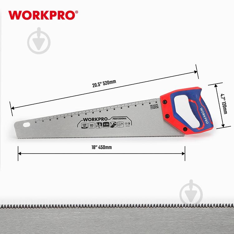 Пила по дереву 450 мм WORKPRO WP215010 - фото 6