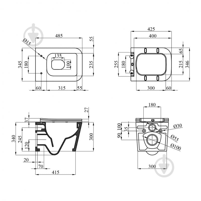 Унітаз підвісний Kroner безобідковий Eifel WHI483429 TORNADO з сидінням (KE483429WHIT) - фото 6 Унітаз підвісний Kroner безобідковий Eifel WHI483429 TORNADO з сидінням (KE483429WHIT) - фото 6