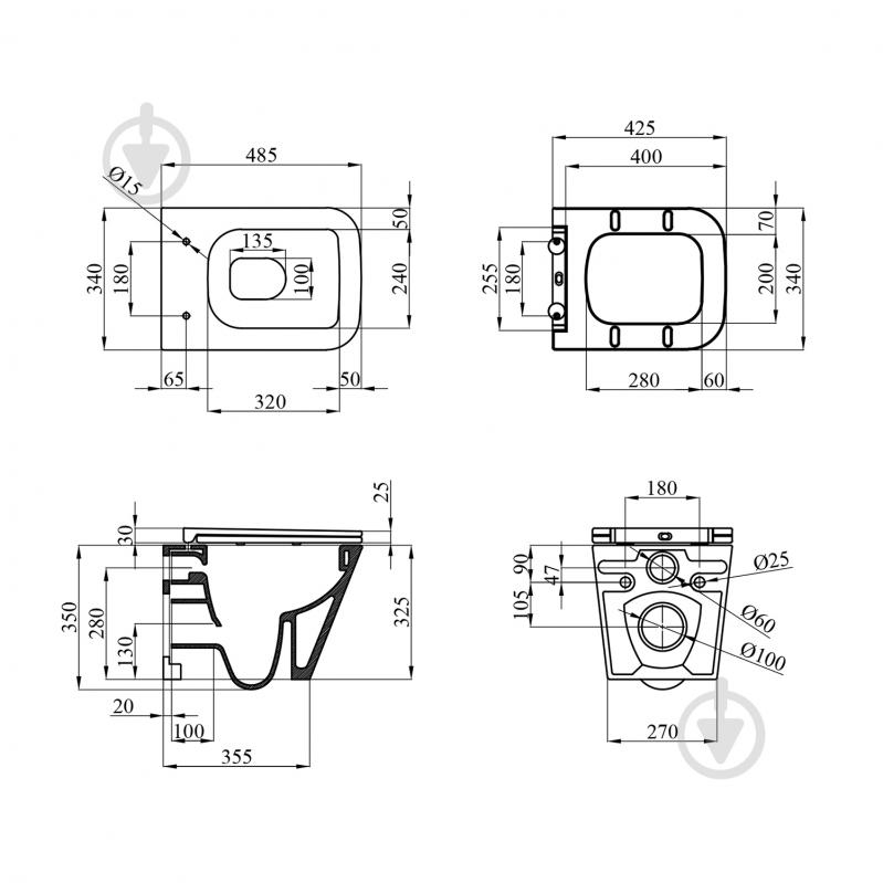 Унитаз подвесной Kroner безободковый Eifel WHI493436 TORNADO с сидением - фото 6