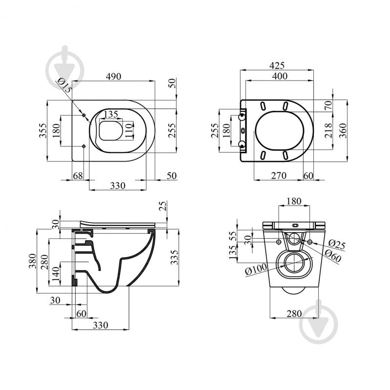 Унитаз подвесной Kroner безободковый Harz WHI493736 RIMLESS с сидением Slim Duroplast / Soft-close / - фото 6 Унитаз подвесной Kroner безободковый Harz WHI493736 RIMLESS с сидением Slim Duroplast / Soft-close / - фото 6