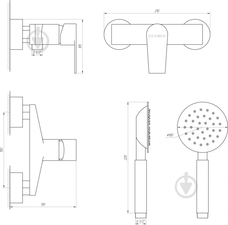 Смеситель для душа Globus Lux SHA-105-M - фото 2