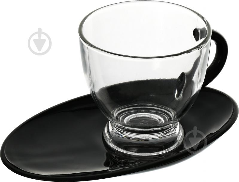 Чашка Glasmark 230 мл с черным блюдцем - фото 1