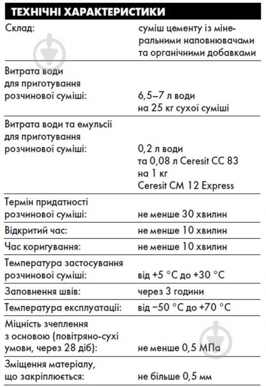 Клей для плитки Ceresit CM 12 Express 25 кг - фото 2