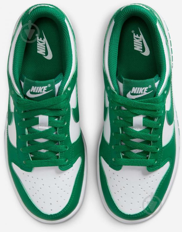 Кроссовки детские демисезонные Nike DUNK LOW BG FB9109-114 р.38,5 белые с зеленым - фото 5 Кроссовки детские демисезонные Nike DUNK LOW BG FB9109-114 р.38,5 белые с зеленым - фото 5
