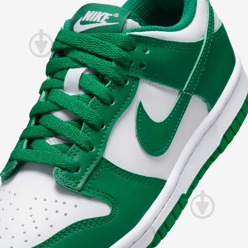 Кроссовки детские демисезонные Nike DUNK LOW BG FB9109-114 р.38,5 белые с зеленым - фото 7 Кроссовки детские демисезонные Nike DUNK LOW BG FB9109-114 р.38,5 белые с зеленым - фото 7