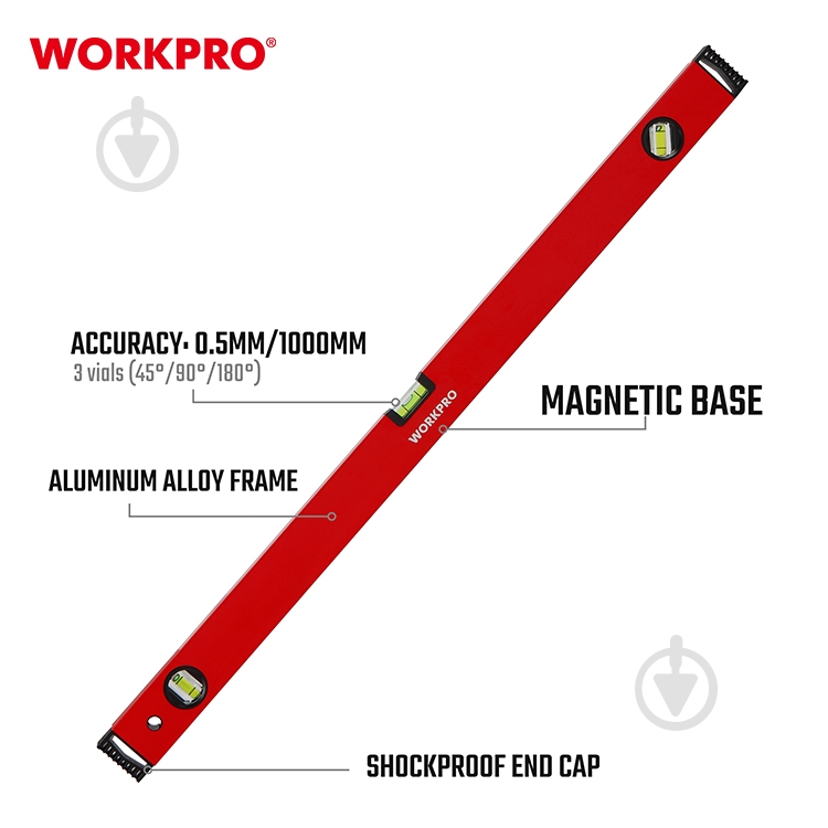 Рівень 80 см WORKPRO WP262012 - фото 3