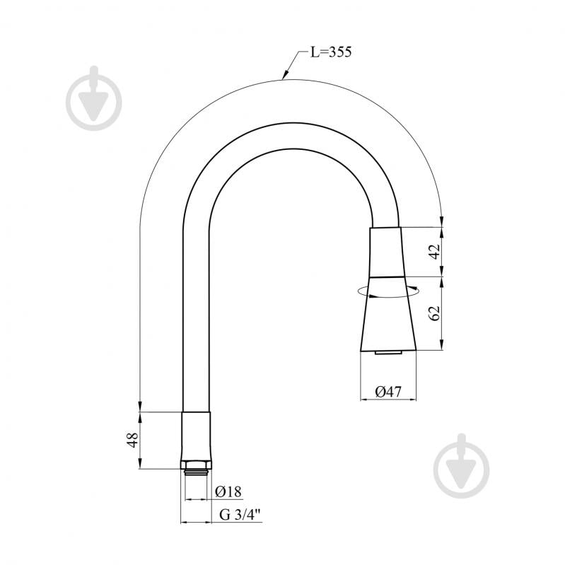 Излив для смесителя Kroner гибкий KRM - C8031GRA - фото 2 Излив для смесителя Kroner гибкий KRM - C8031GRA - фото 2