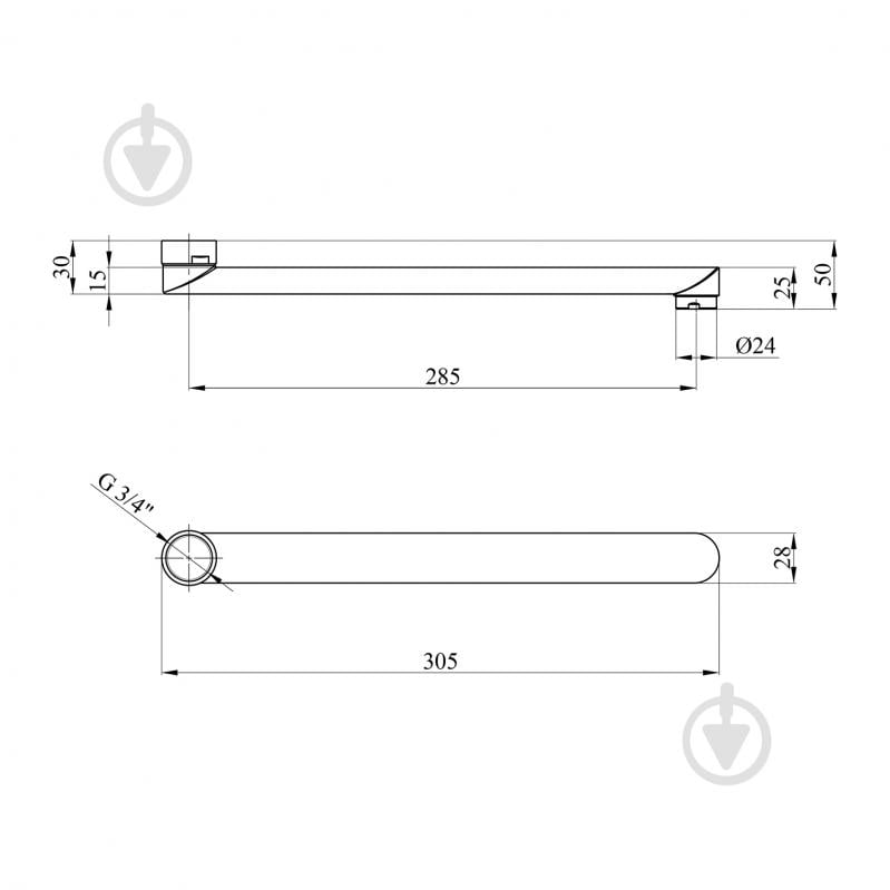 Излив для смесителя Kroner плоский KRM - C830 30 см - фото 2 Излив для смесителя Kroner плоский KRM - C830 30 см - фото 2
