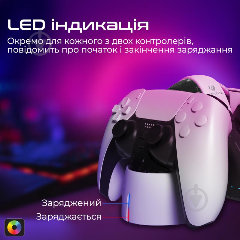 Зарядна станція Vertux DualDock-PS5 для двох геймпадів PlayStation 5 Dualsense black - фото 4