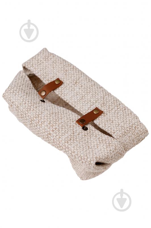 Салфетница "Рогожка" с кожаными застёжками 28х14х6 - фото 4 Салфетница "Рогожка" с кожаными застёжками 28х14х6 - фото 4