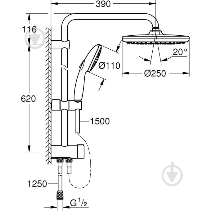 Душевая система Grohe QuickFix Vitalio Start 250 266802431 - фото 3 Душевая система Grohe QuickFix Vitalio Start 250 266802431 - фото 3