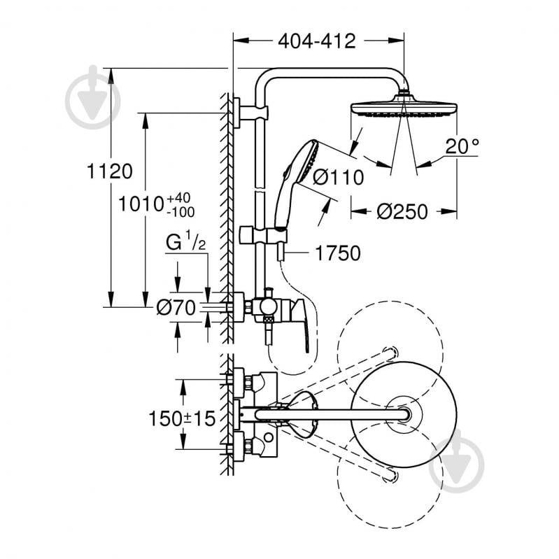 Душевая система Grohe QuickFix Vitalio Start System 250 26679001 - фото 6 Душевая система Grohe QuickFix Vitalio Start System 250 26679001 - фото 6