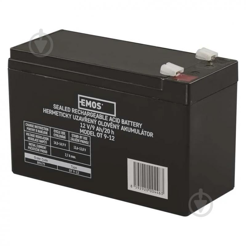 Батарея аккумуляторная для ИБП Emos B9675 AGM 12V 9Ah fast 6,3 мм - фото 1