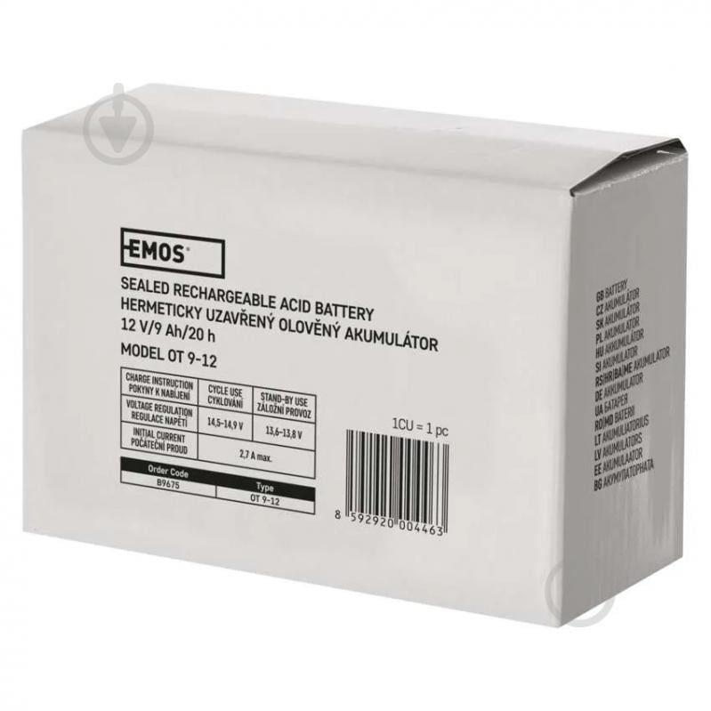 Батарея аккумуляторная для ИБП Emos B9675 AGM 12V 9Ah fast 6,3 мм - фото 6