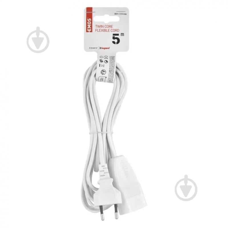 Подовжувач Emos 0,75 мм² 2,5A 575 Вт без заземлення 1 гн. білий 5 м P01305 - фото 3 Подовжувач Emos 0,75 мм² 2,5A 575 Вт без заземлення 1 гн. білий 5 м P01305 - фото 3