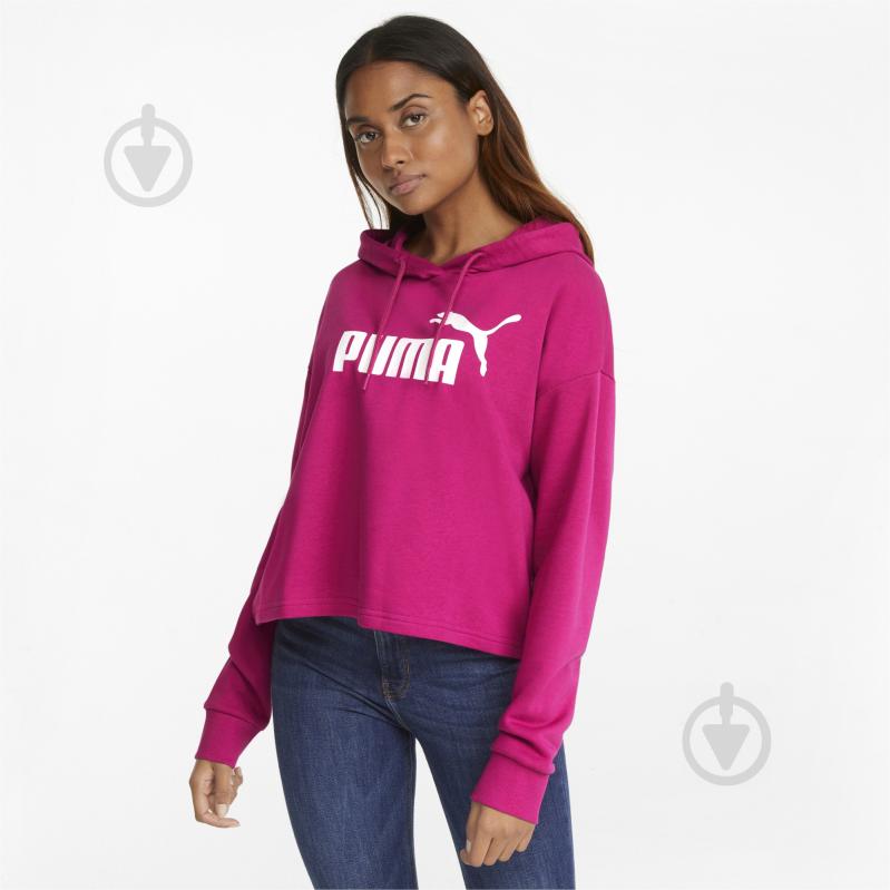 Джемпер Puma ESS Cropped Logo Hoodie TR 58687086 р. S малиновый - фото 1